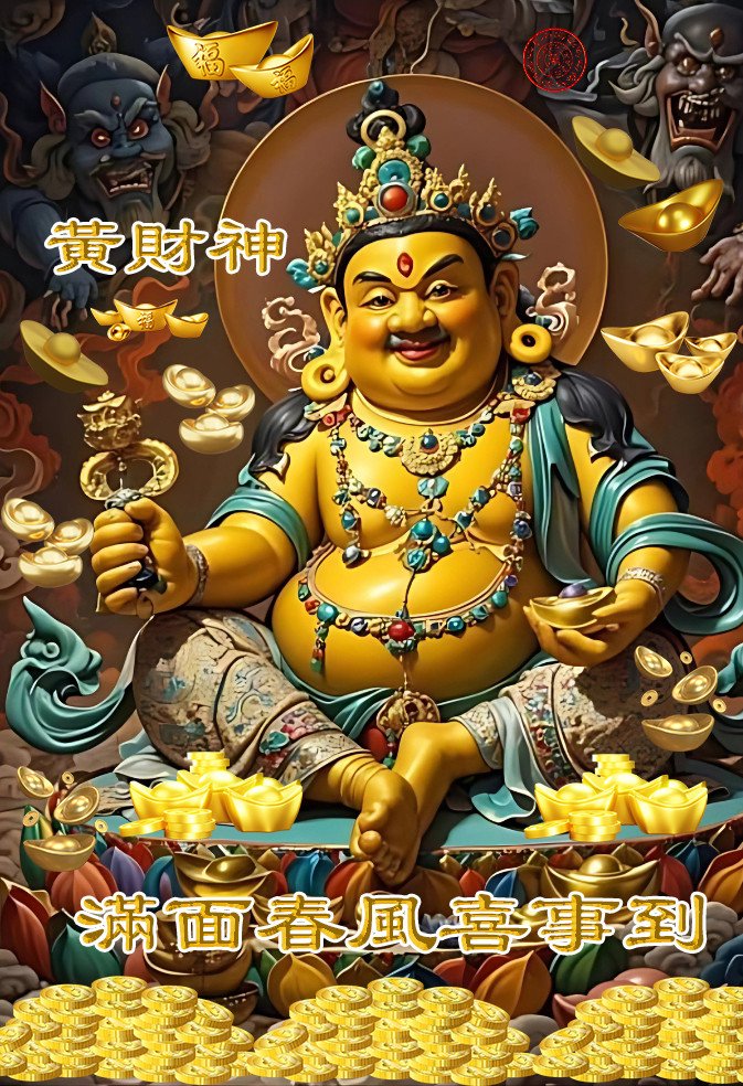 黃財神滿面春風喜事到电子符