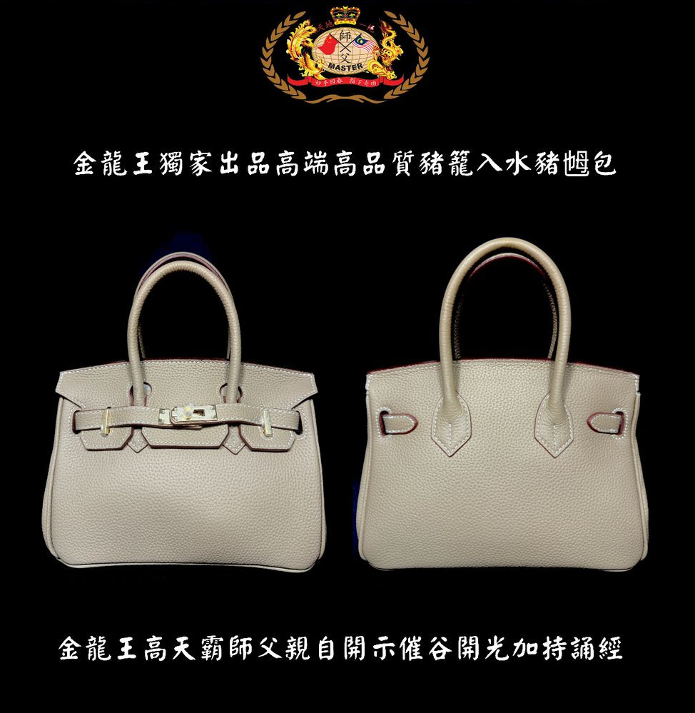 【小号金扣】卡其灰色 高贵高端特强猪笼入水手提猪乸包 Elegant & extra-strength Wealth-roll-in handbag
