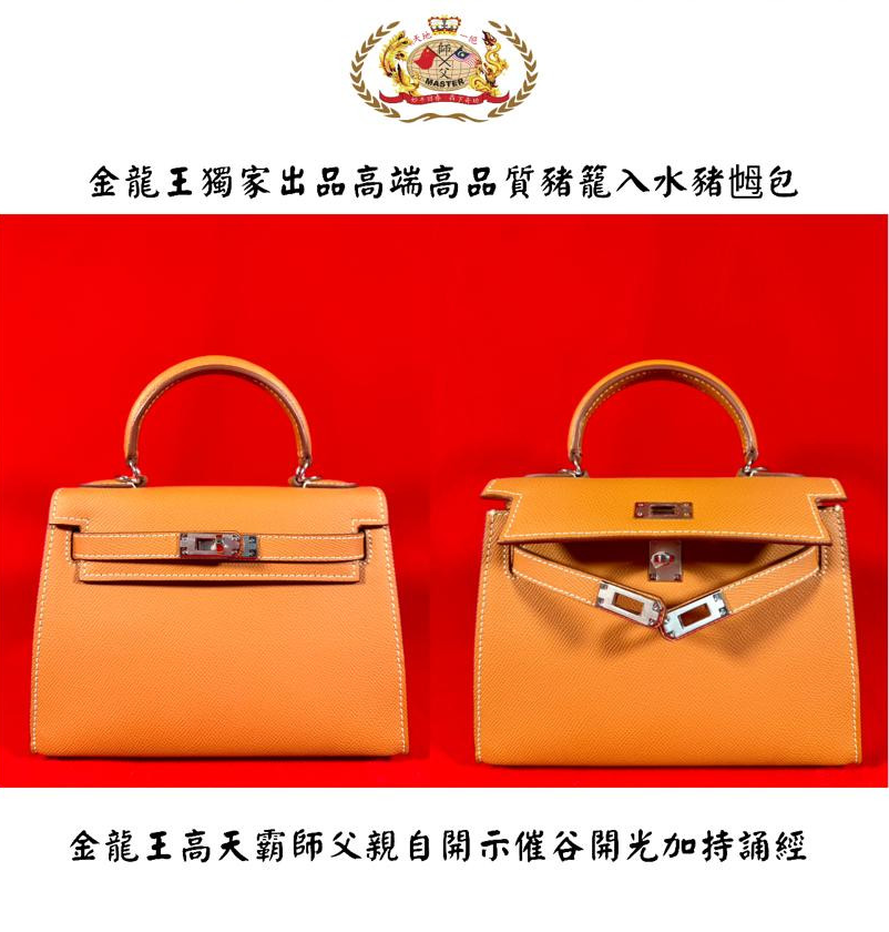 『19CM銀扣』金棕色 凱莉手提包 | 高贵高端特强猪笼入水手提猪乸包 Elegant & extra-strength Wealth-roll-in handbag